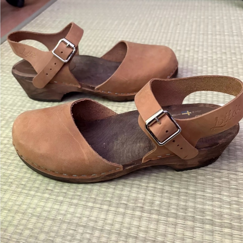Lotta From Stockholm Tan Leather Clog Sandals